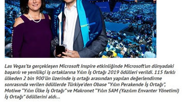 Microsoft Global İş Ortağı Ödülü Obase’in!